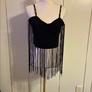 Black Fringe Women's Top